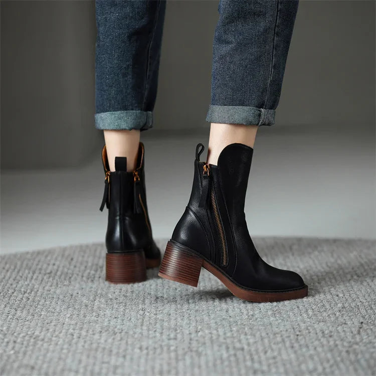 Duchess Leather Ankle Boots